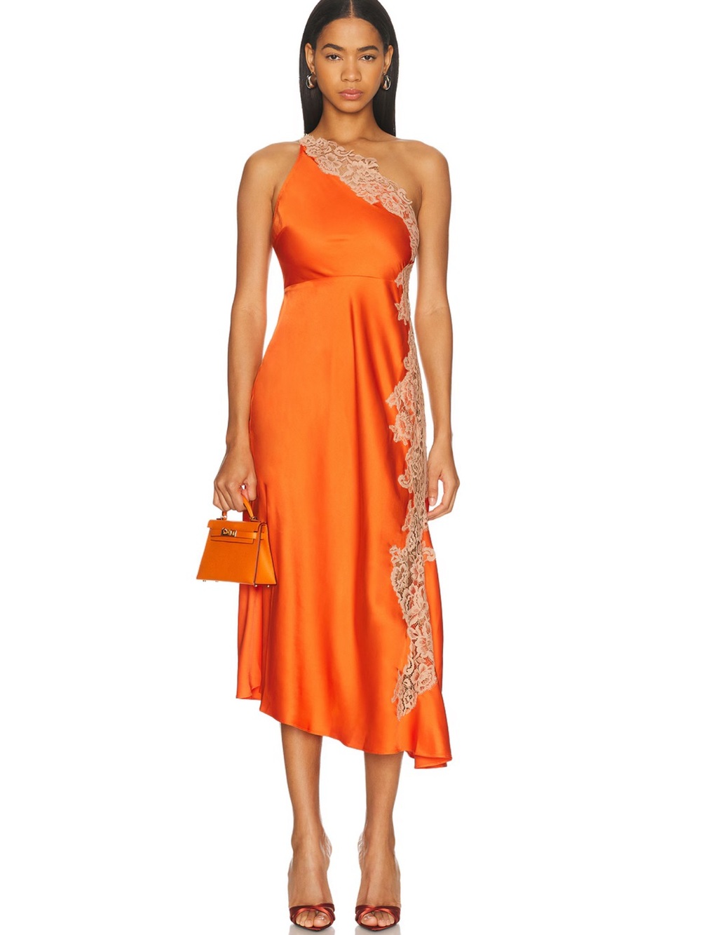 A.L.C. Lou one shoulder dress in orange